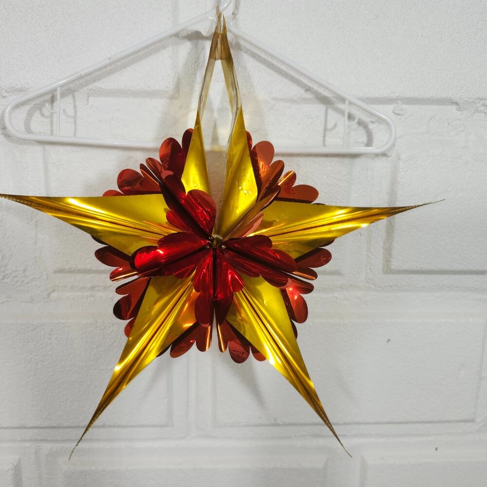 Vintage MCM Foil Mylar Fold Out Christmas Decoration